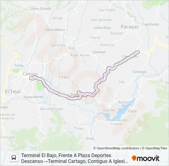 CARTAGO - BAJO CERVANTES Bus Line Map
