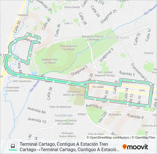 CARTAGO - LA LIMA Bus Line Map