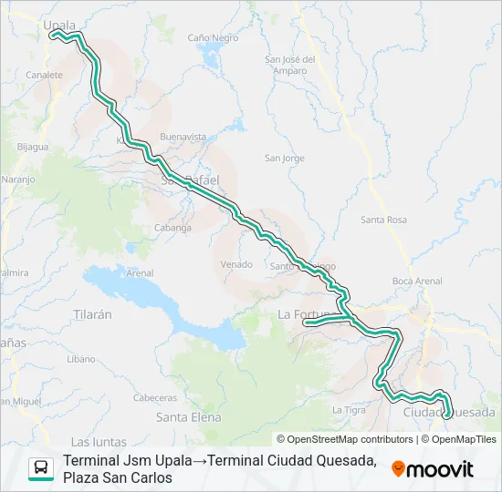 CIUDAD QUESADA - UPALA Bus Line Map