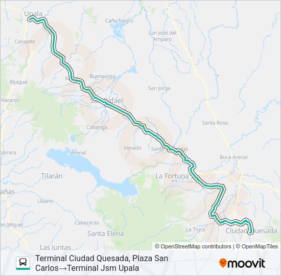 Mapa de CIUDAD QUESADA - UPALA de autobús