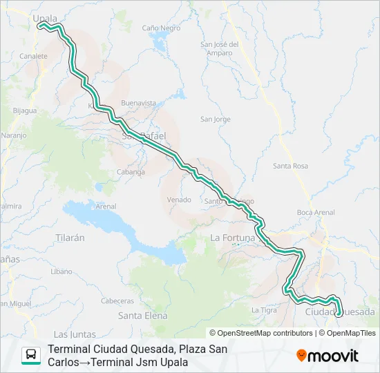 CIUDAD QUESADA - UPALA Bus Line Map