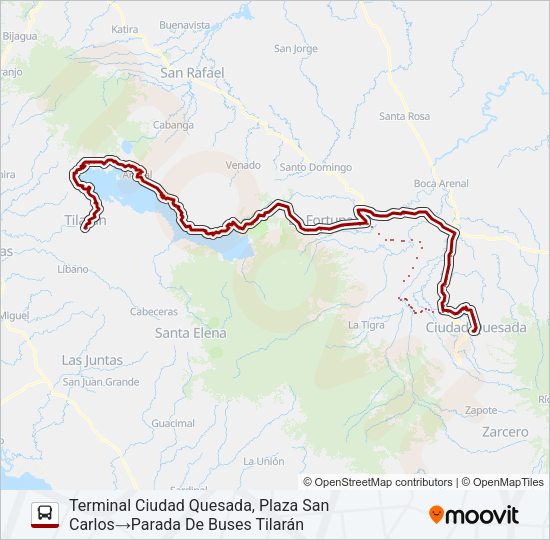 Mapa de CIUDAD QUESADA - TILARÁN de autobús