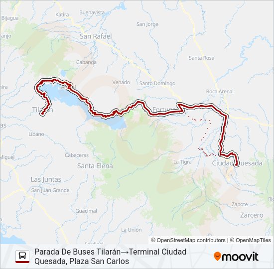 Mapa de CIUDAD QUESADA - TILARÁN de autobús