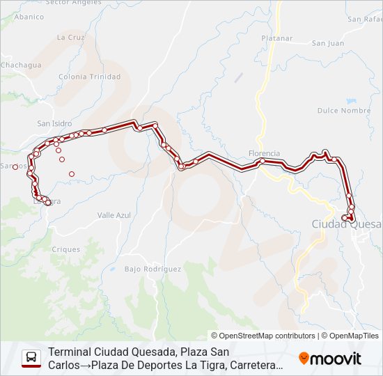 LA TIGRA (DISTRITO #8 SC) Bus Line Map