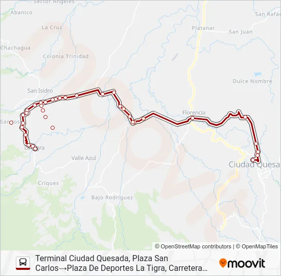 LA TIGRA (DISTRITO #8 SC) Bus Line Map