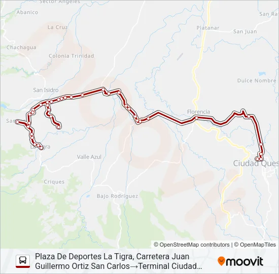 Mapa de LA TIGRA (DISTRITO #8 SC) de autobús
