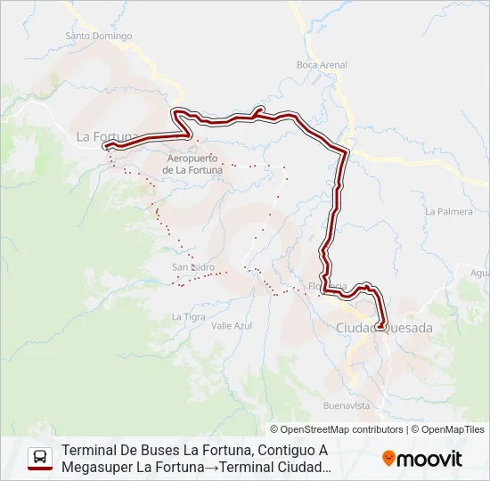 CIUDAD QUESADA - LA FORTUNA Bus Line Map