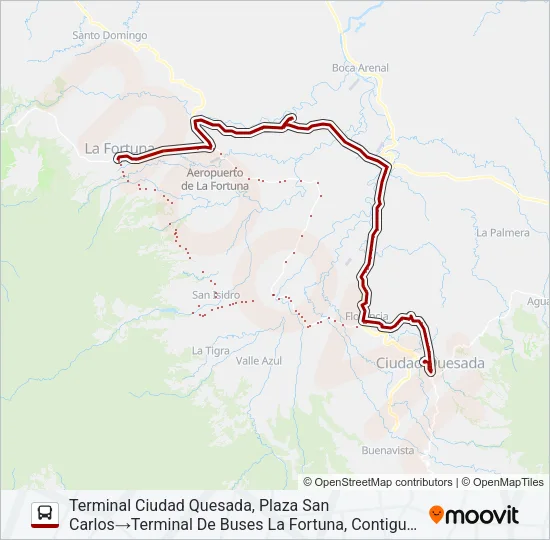 CIUDAD QUESADA - LA FORTUNA Bus Line Map