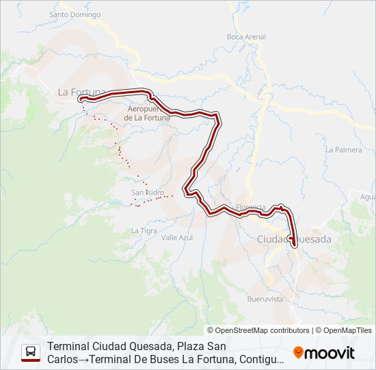 CIUDAD QUESADA - LA FORTUNA bus Line Map