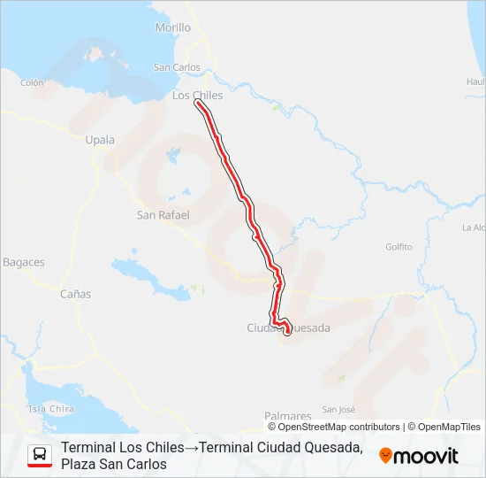CIUDAD QUESADA - LOS CHILES Bus Line Map