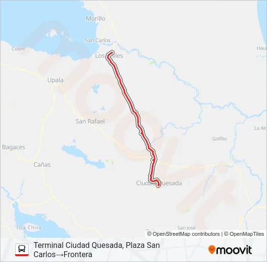 CIUDAD QUESADA - LOS CHILES Bus Line Map