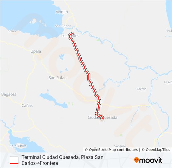 CIUDAD QUESADA - LOS CHILES bus Line Map