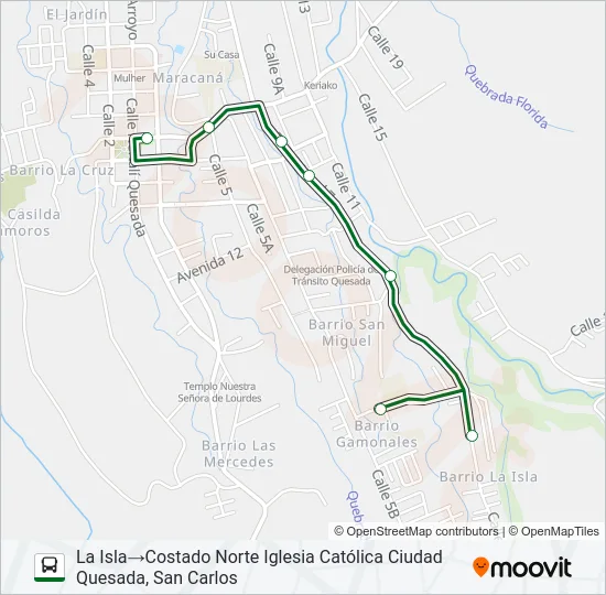 CIUDAD QUESADA - LA ISLA Bus Line Map