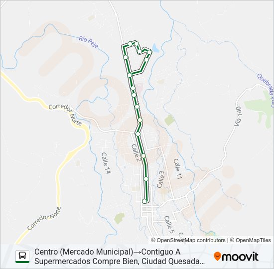 Mapa de CIUDAD QUESDA - COOCIQUE - HOSPITAL de autobús