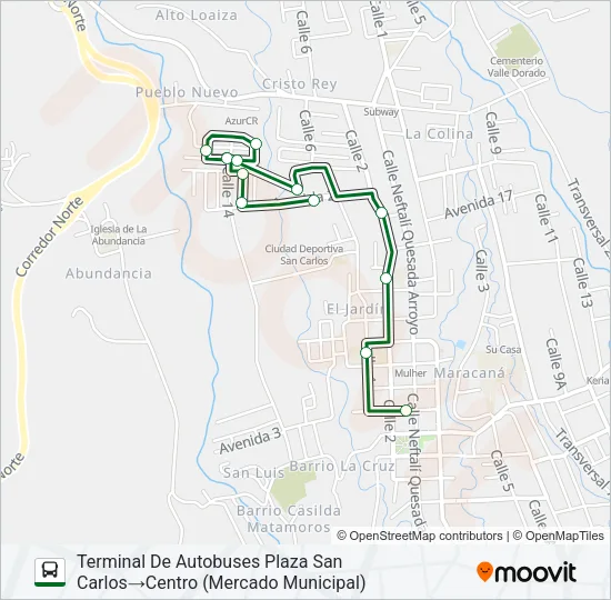 CIUDAD QUESADA - SANTA FE - ARCO IRIS Bus Line Map