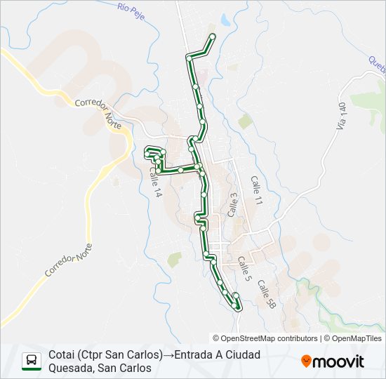 Mapa de CIUDAD QUESADA - SANTA FE - ARCO IRIS de autobús