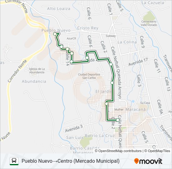 Mapa de CIUDAD QUESADA - SANTA FE - ARCO IRIS de autobús