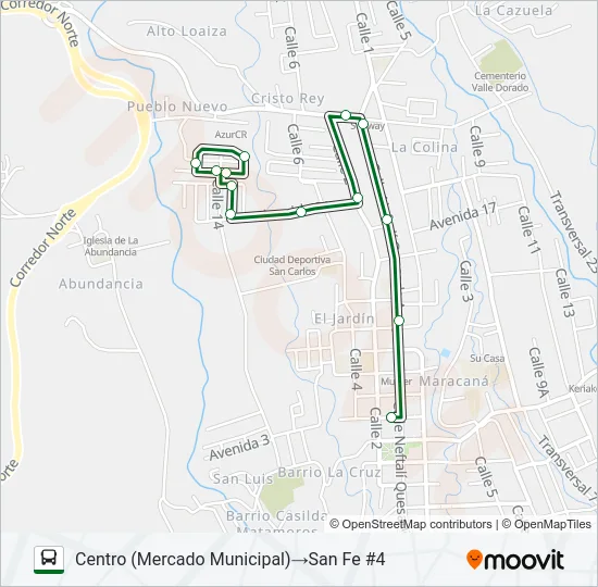 CIUDAD QUESADA - SANTA FE - ARCO IRIS Bus Line Map