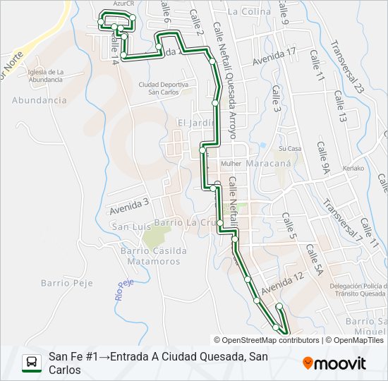 Mapa de CIUDAD QUESADA - SANTA FE - ARCO IRIS de autobús