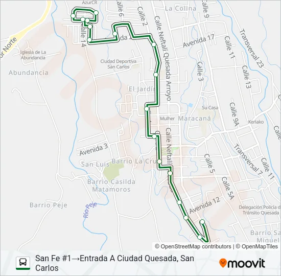 CIUDAD QUESADA - SANTA FE - ARCO IRIS Bus Line Map
