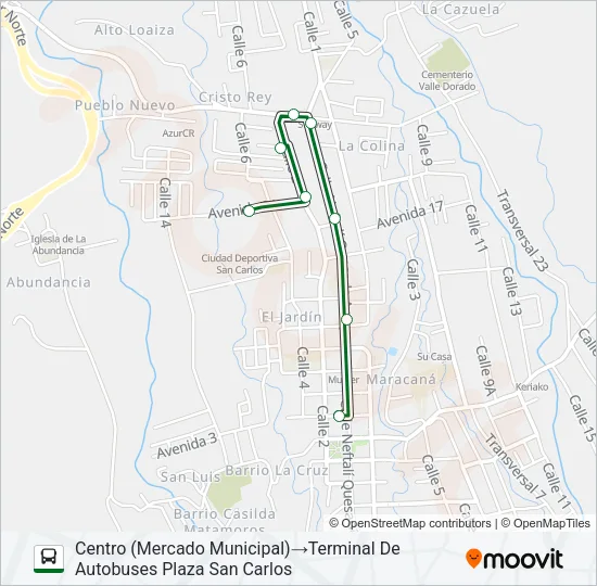 CIUDAD QUESADA - TERMINAL PLAZA SAN CARLOS Bus Line Map