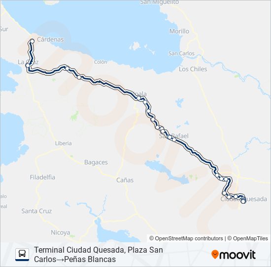 SAN CARLOS-PEÑAS BLANCAS bus Line Map