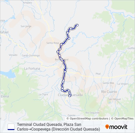 Mapa de CIUDAD QUESADA - COOPEVEGA (R: 1248) de autobús