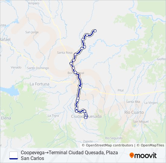 Mapa de CIUDAD QUESADA - COOPEVEGA (R: 1248) de autobús