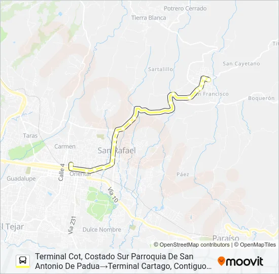 CARTAGO - COT Bus Line Map