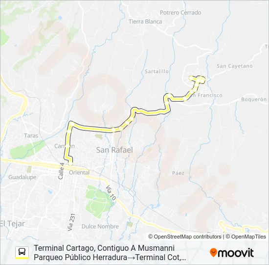 CARTAGO - COT Bus Line Map