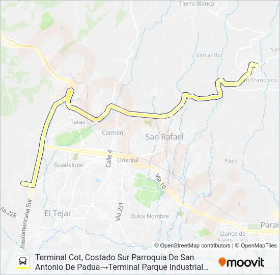 COT - PARQUE INDUSTRIAL (ESPECIALES) Bus Line Map