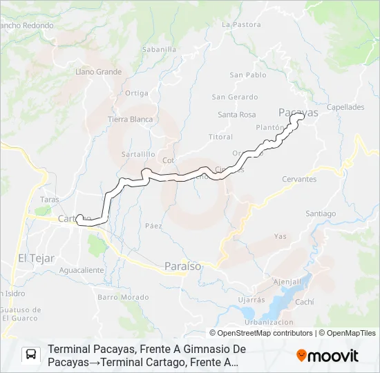 CARTAGO - PACAYAS Bus Line Map