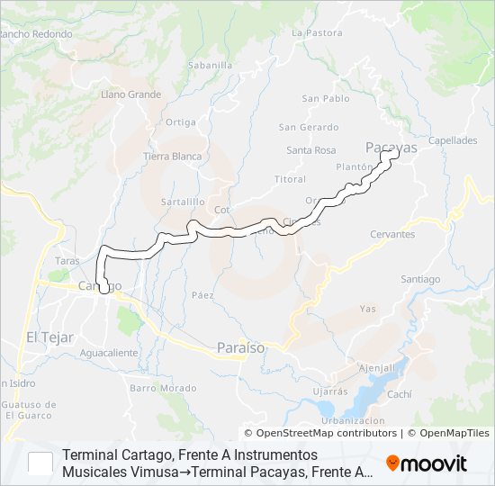 CARTAGO - PACAYAS bus Line Map