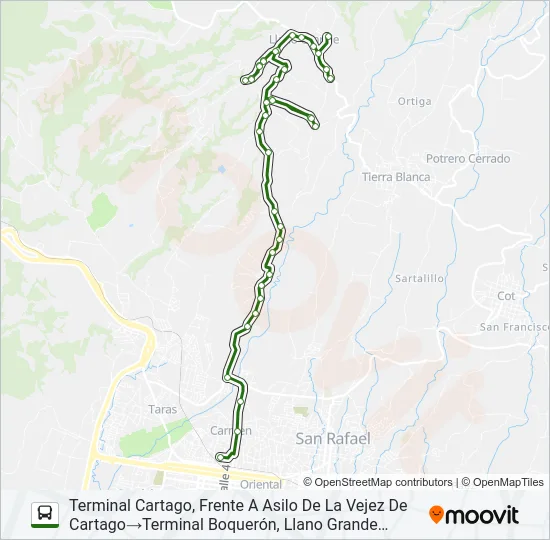 CARTAGO - LLANO GRANDE Bus Line Map