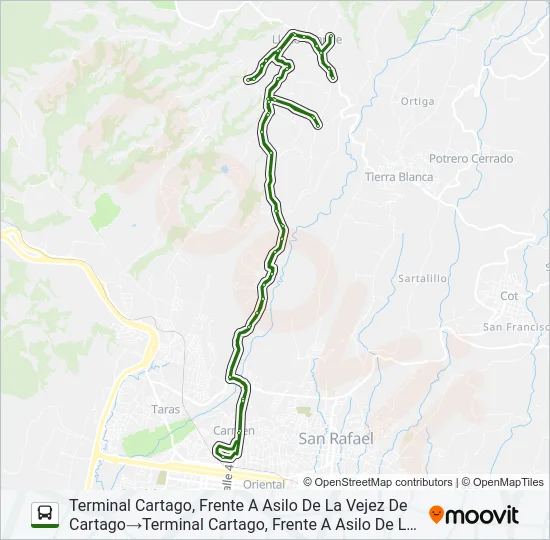 CARTAGO - LLANO GRANDE Bus Line Map