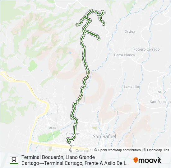 CARTAGO - LLANO GRANDE Bus Line Map