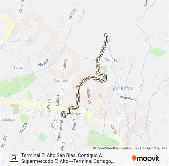 CARTAGO - EL ALTO SAN BLAS Bus Line Map