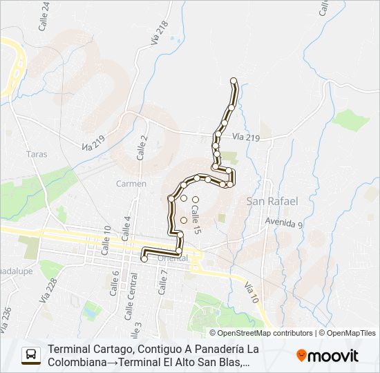 CARTAGO - EL ALTO SAN BLAS Bus Line Map