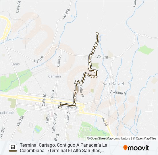 Mapa de CARTAGO - EL ALTO SAN BLAS de autobús