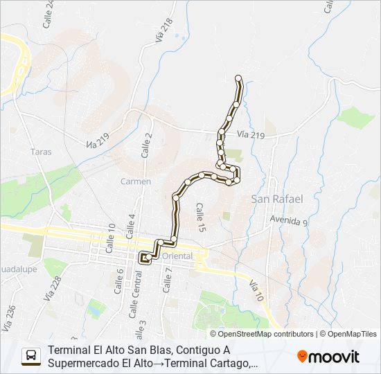 Mapa de CARTAGO - EL ALTO SAN BLAS de autobús