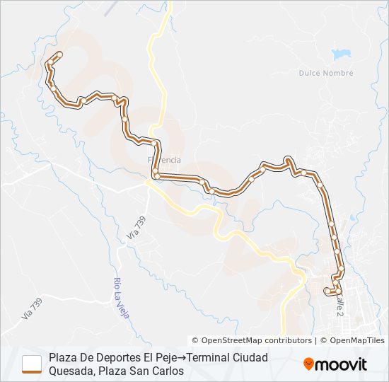 Mapa de CIUDAD QUESADA-PEJE VIEJO (R: 1210) de autobús