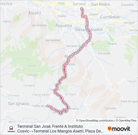 SAN JOSE - SAN GABRIEL DE ASERRÍ Bus Line Map