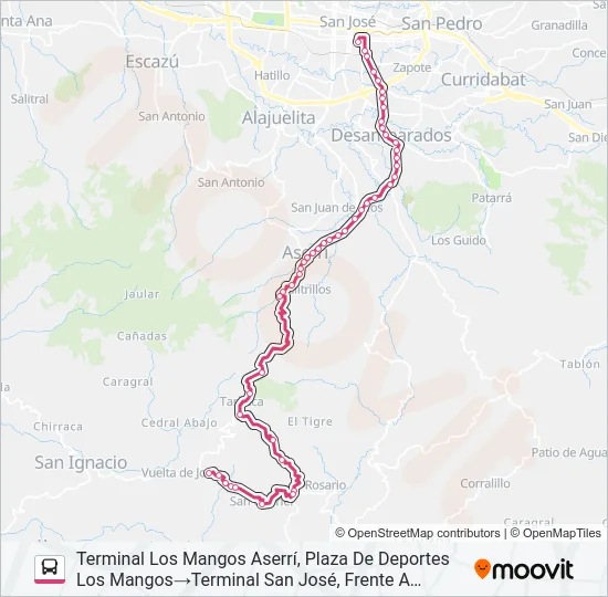 SAN JOSE - SAN GABRIEL DE ASERRÍ Bus Line Map