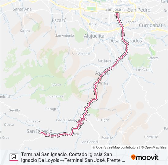 Mapa de SAN JOSE - SAN IGNACIO DE ACOSTA de autobús