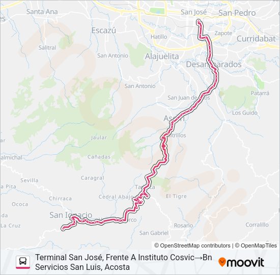 Mapa de SAN JOSE - SAN IGNACIO DE ACOSTA de autobús