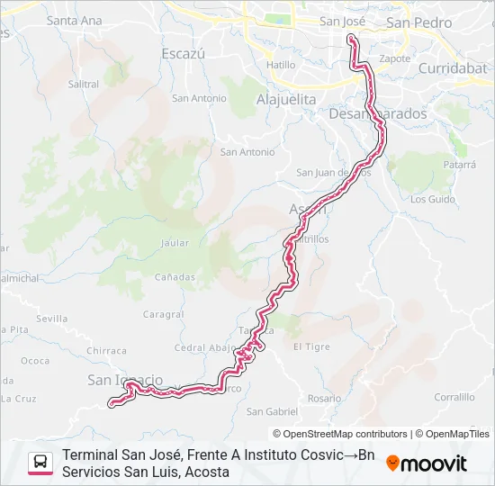 SAN JOSE - SAN IGNACIO DE ACOSTA Bus Line Map