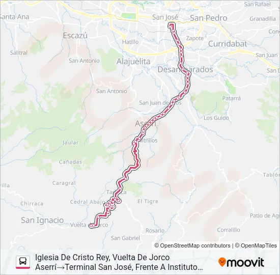 SAN JOSE - SAN IGNACIO DE ACOSTA Bus Line Map