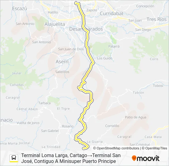 SAN JOSÉ - SAN JUAN SUR- LOMA LARGA Bus Line Map