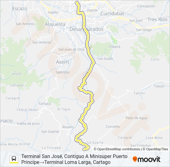 SAN JOSÉ - SAN JUAN SUR- LOMA LARGA Bus Line Map