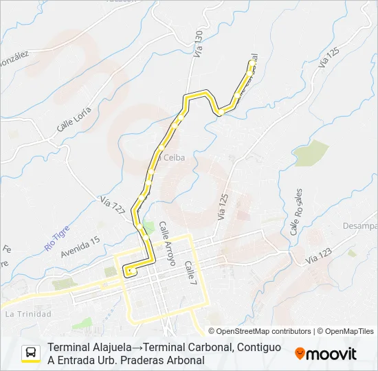 ALAJUELA - CARBONAL Bus Line Map